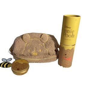 SPECTRUM Limit Ed Disney Winnie The Pooh Fuzzy Makeup Bag, Brush Set & Cleaner